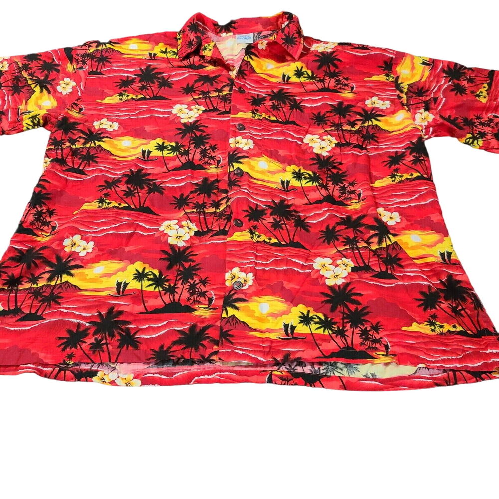 Alohaland Mens Button Up Hawaiian Shirt Multicolor Size 3X Cotton Short Sleeve